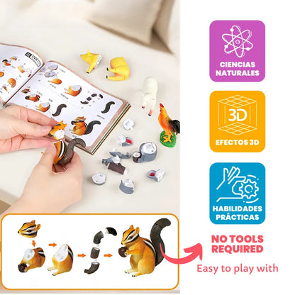Kit de Rompecabezas 4D de Animales – Juguete Educativo para Armar 8 Animales o Insectos | MiniMundo