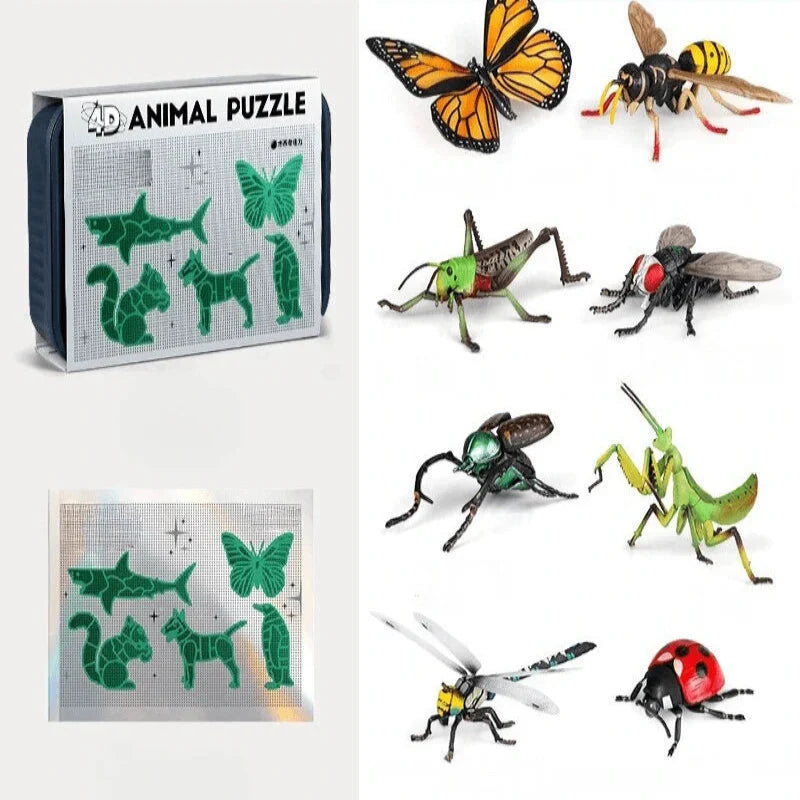 Kit de Rompecabezas 4D de Animales – Juguete Educativo para Armar 8 Animales o Insectos | MiniMundo
