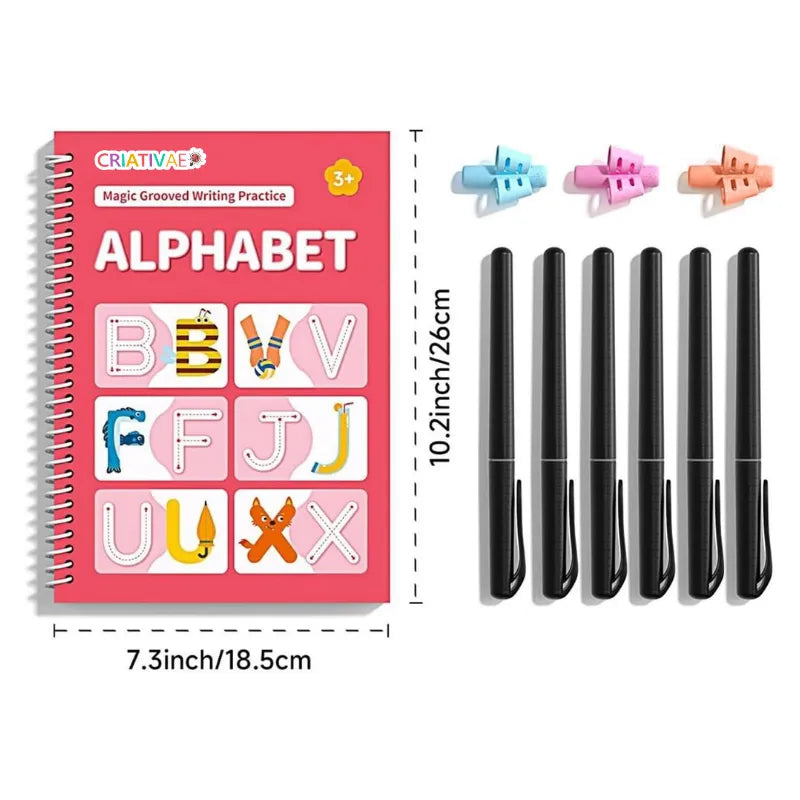Kit de 6 Cuadernos Mágicos Reutilizables de Caligrafía y Escritura para Niños con Alfabeto Números Vocabulario Matemáticas y Dibujo | MiniMundo
