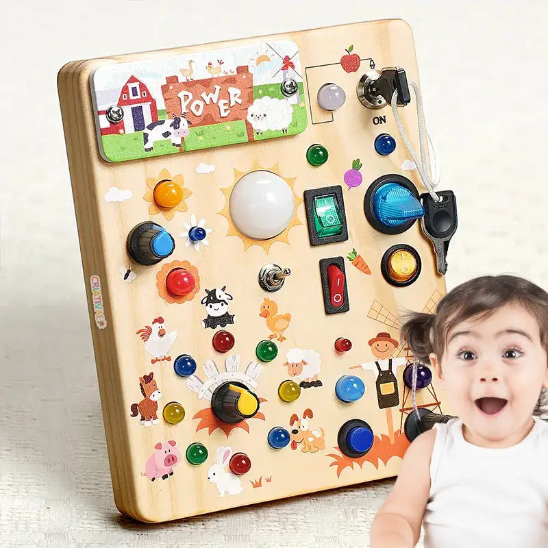 Busy Board Montessori de Madera – Panel Sensorial Interactivo | MiniMundo