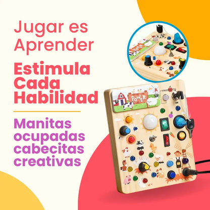 Busy Board Montessori de Madera – Panel Sensorial Interactivo | MiniMundo