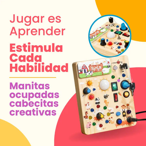 Busy Board Montessori de Madera – Panel Sensorial Interactivo | MiniMundo